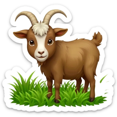 goat in the process of munching grass sticker