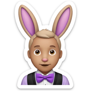 Rabbit ears and purple bowtie wearring man sticker