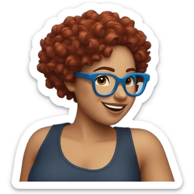 a-curvy-girl-with-dark-red-curly-hair-and-blue-glasses dancing sticker