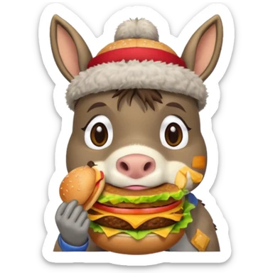 shit donkey cat eating hamburgers sticker