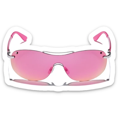 pink frameless wraparound sunglasses, Y2K fashion, single lens design sticker