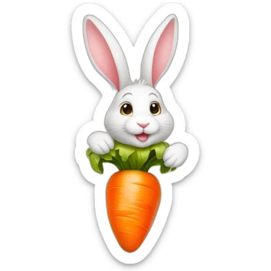 Lapin sur une carotte  sticker