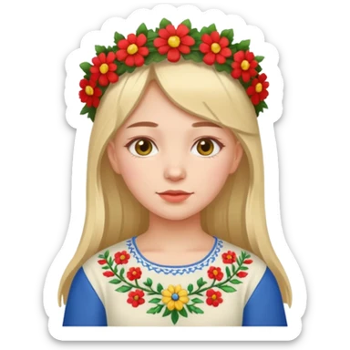 Ukrainian girl in a wreath and embroidered shirt sticker