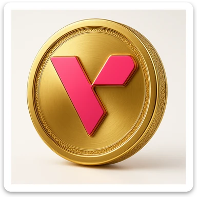 Add a subtle engraved pattern around the edge of the gold token, keep the logo and style the same. sticker