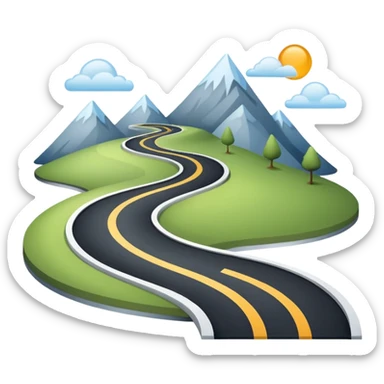 Clean roadmap icon emoji with curved path and milestones, modern corporate style sticker