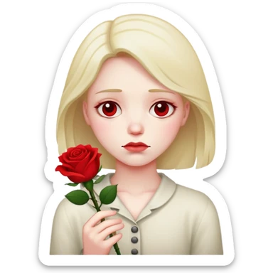 A sorry face holding a rose sticker