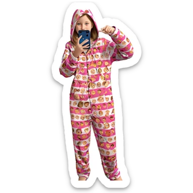 girl in pajamas taking selfie sticker