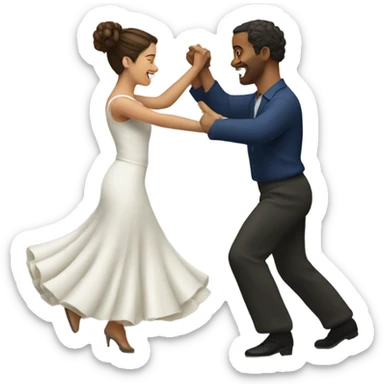 Spanish woman and white man learning to dance sticker