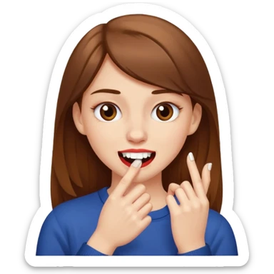 Une fille brune et blanche qui se mord l'ongle avec ses dents comme si elle draguait qqn sticker