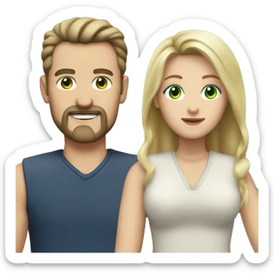 Brown hair green eyes goatee older man with blonde hair blue eyes woman sticker