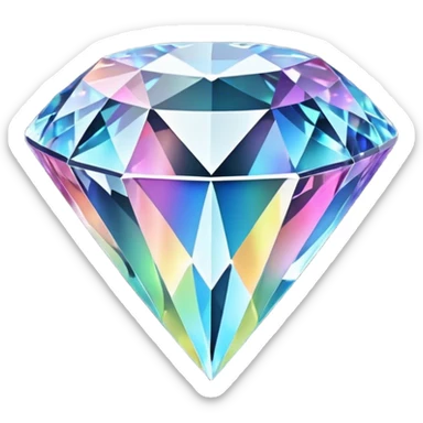 Cinematic Realistic Diamond Emoji, Brilliant and sparkling, with perfectly cut facets reflecting light in dazzling rainbows, resting upon a soft velvet background. The sharp, clean edges reflect light in every direction, creating a mesmerizing shine. Soft glowing outline, capturing the essence of timeless luxury and radiant beauty in a single, flawless diamond! sticker