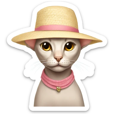 Hairless cat wearing a sunhat sticker