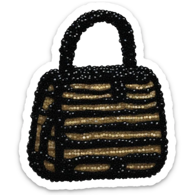 fancy black beaded baguette bag sticker
