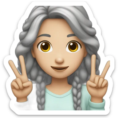 white skin girl showing three fingers up on her one hand sticker