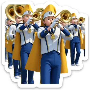 boys in uniforms playing trumpet sticker