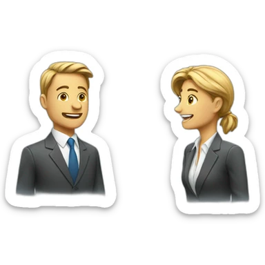 Businessman and Businesswoman talking to each other sticker