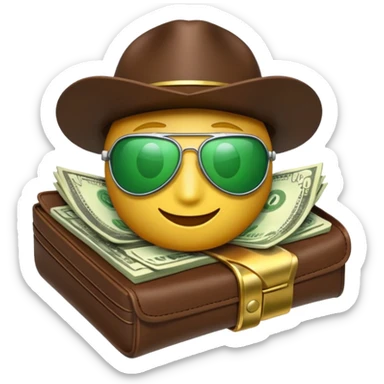Aviator money emoji, wallet full of cash, casino vibe, premium 3D emoji style, clean, no background
 sticker