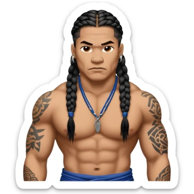 Boo-Yaa Tribe Samoans with long braided hair, very muscular, tattoos, and Los Angeles street culture clothing. Tough and menacing. sticker