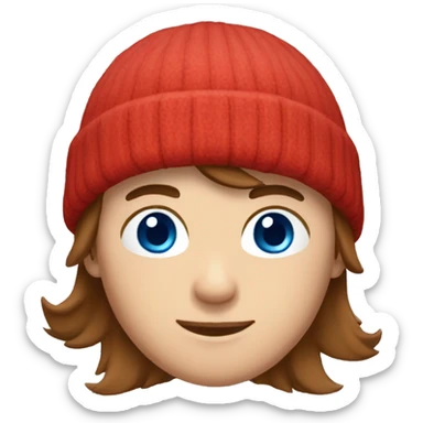 male brown hair, blue eyes, wearing red beanie  sticker