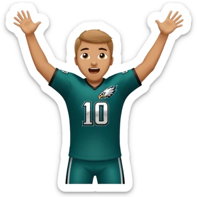 Eagles fan celebrating hard number 1 on jersey  sticker
