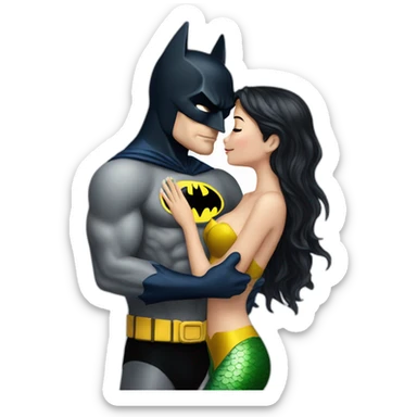 Batman kiss a marmaid girl sticker