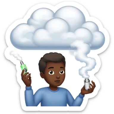 Chase head in clouds holding vape sticker