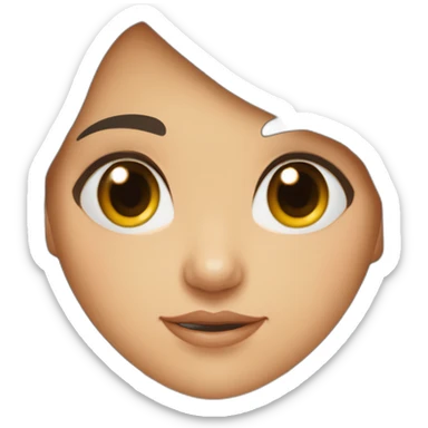 Fille brune abec des yeux bleux avec une frange et des cheuveux long sticker