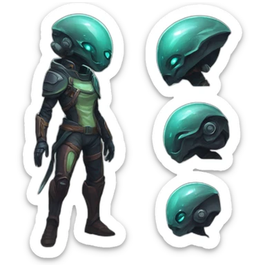 alien captain futuristic roguelike rpg style inspired by slay thee spire sticker