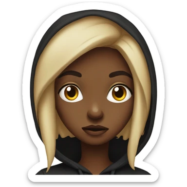 black girl making mad face with black hoodie sticker