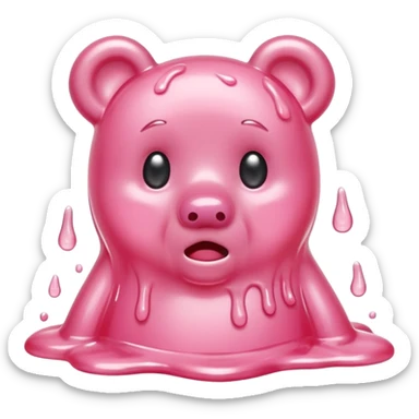 Crying pale pink Gummy bear melting into ground sticker