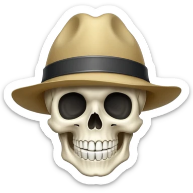 Şapkasını kaldırıp gülşmseyen kuru kafa sticker