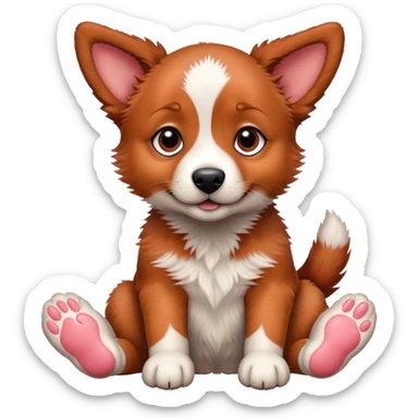 Red heeler puppy with paw raised sticker