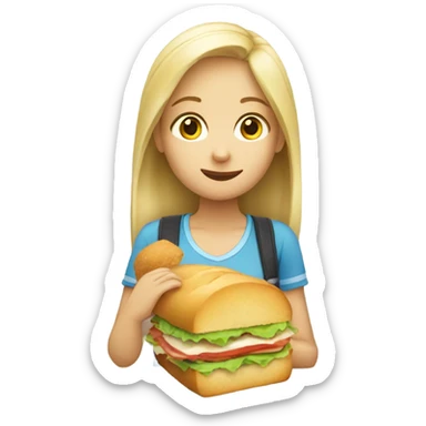 Blond girl eating sandwich  sticker