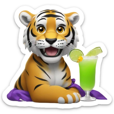 LSU Mike the Tiger with margarita  sticker