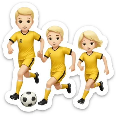 kids play soocer in yellow dress, boys sticker