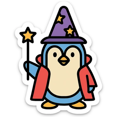 A penguin wizard sticker