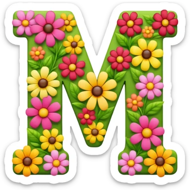 letter m made of flowers sticker
