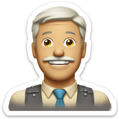 Man with funny mustache laughing. sticker