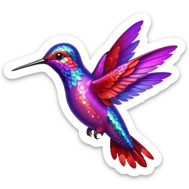 hummingbird with red and purple with glitter sticker