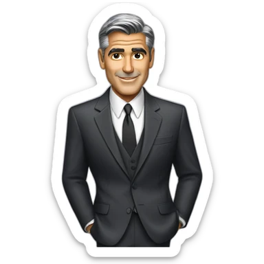 george clooney cartoon wearing suit sticker