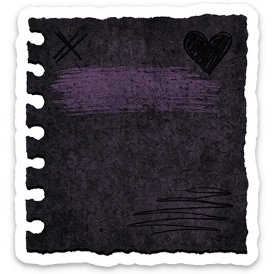 emo style black and purple torn notebook page sticker