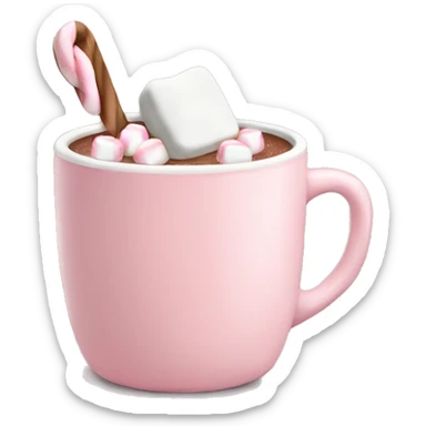 Light Pink mug of hot chocolate with marshmallows  sticker