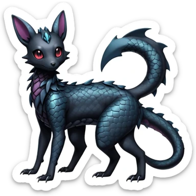 Shiny Dark Cute Majestic Sophisticated Modern Gothic Gloomy Futuristic Scaly Cyber-Salandit-Umbreon-Delcatty-Hybrid (Full body) sticker