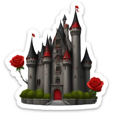 Black and red gothic castle with roses sticker