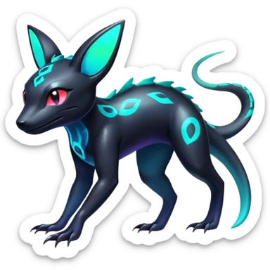 Colorful Neon Exotic Salandit-Aurorus-Umbreon-Fakémon-hybrid-creature (full body)  sticker