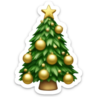 Christmas tree with white and gold decorations sticker