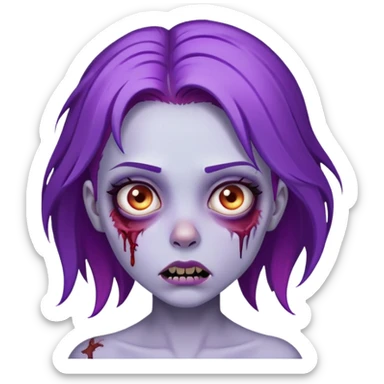 Girl zumbie wird purple hair sticker