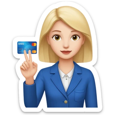 Lady with hand out for someone’s debit card  sticker