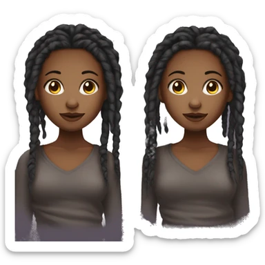 black girl with medium cute dreads  sticker
