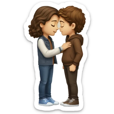 White boy with brown hair kissing brown hair girl, they have close eyes  sticker